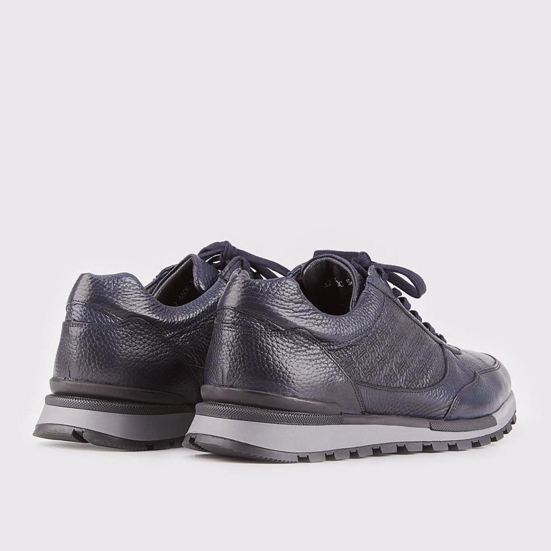 Madasat Navy Blue Leather Casual Shoes - 648 |