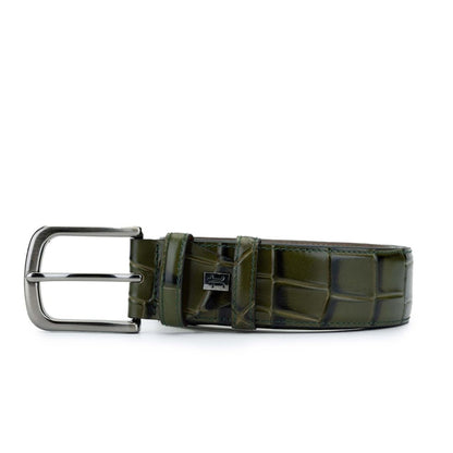 Madasat Green Men's Genuine Leather Crocodile Sport Belt - 927 |