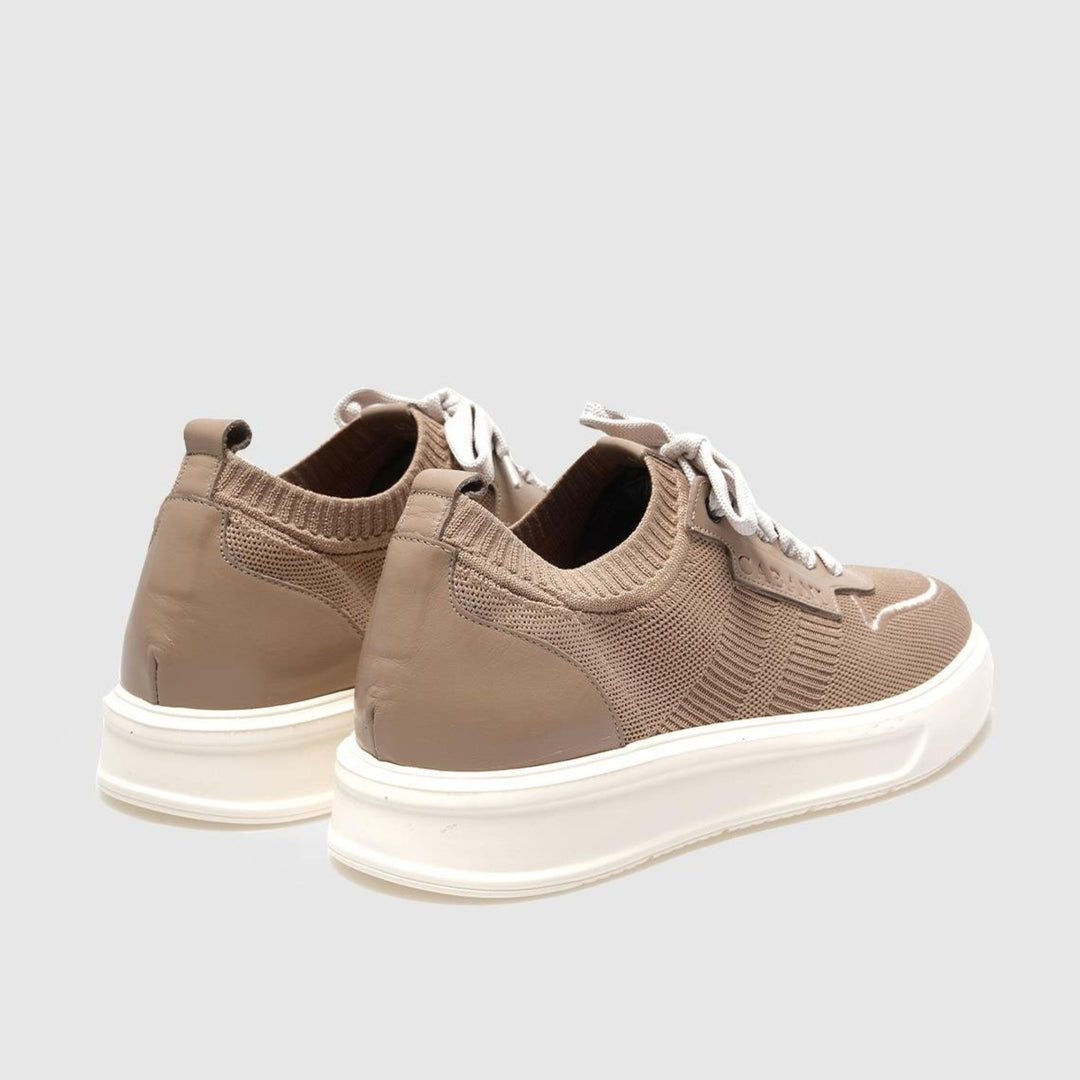 Madasat Beige Chunky Lace Up Knit Sneakers - 851 |