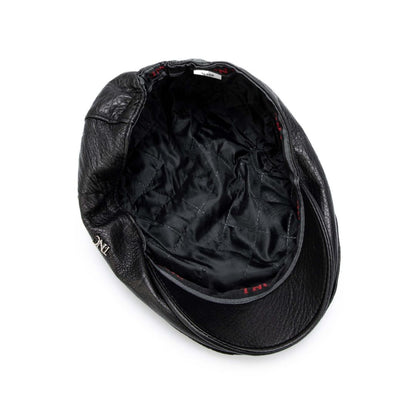 Madasat Black Men's Genuine Leather Cap - 932 |