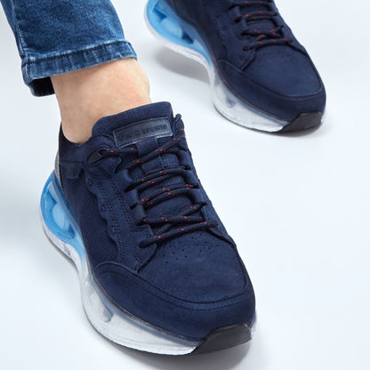 Madasat Navy Blue Genuine Leather Sneakers - 858 |