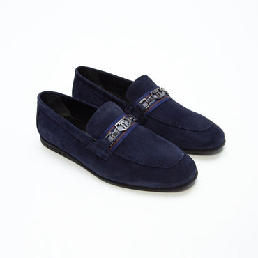 Madasat Marineblauer Leder-Loafer – 642 |