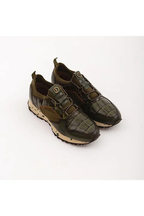 Madasat Green Leather Casual Shoes - 503 |